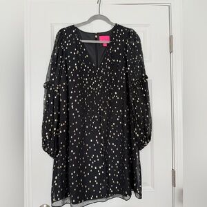 Lilly Pulitzer Cleme dress size 12 black and gold